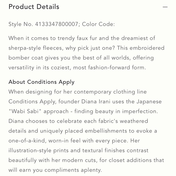 Conditions Apply Textured Trieste Faux Fur & Sherpa Button Up Bomber Jacket- S - Picture 11 of 12